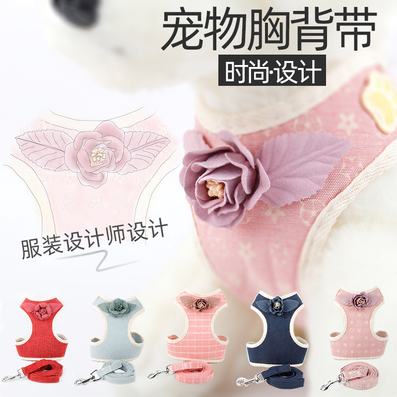 Factory Wholesale Pet Hand Holding Rope Vest Pet Traction Belt Dog Breast Strap Dress Chest Back Dog Supplies