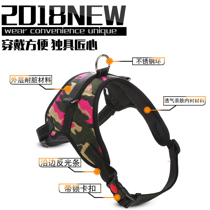 Pet&#039;s Chest-Back Medium Large Dog Dog Chain Explosion-Proof Chest Strap Dog Leash Dog Hand Holding Rope Factory Direct Sales
