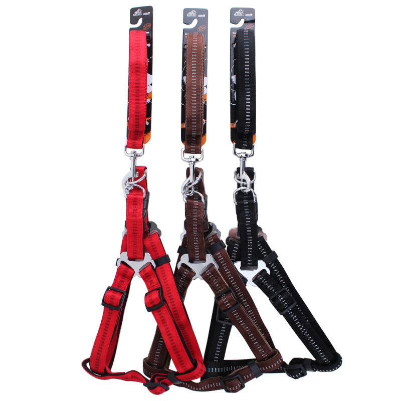 1688 Good Goods Recommended Guangdong Youlaishi Golden Panda Foam Pet Traction Belt H Type Pet&#039;s Chest-Back Type Hand Holding Rope