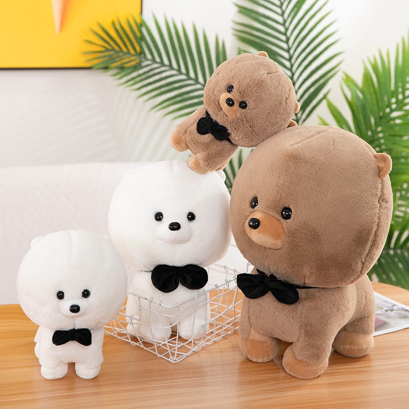Rabbit Fur Dog Plush Toy than Bear Baby Rabbit Fur Puppy Doll Bow Tie Dog Children&#039;s Ragdoll Cross-Border Wholesale