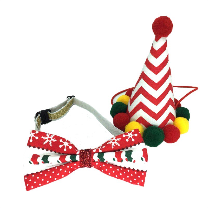 New Pet Christmas Product Dog Cat Christmas Bow Tie Christmas Decorative Hat