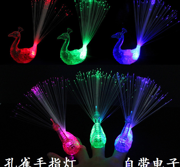 Luminous Color-Changing Toys Peacock Finger Lights Stall Popular Small Gift Gift Market Ferrule Yiwu Luminous Toys
