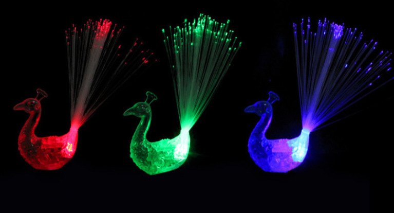 Luminous Color-Changing Toys Peacock Finger Lights Stall Popular Small Gift Gift Market Ferrule Yiwu Luminous Toys