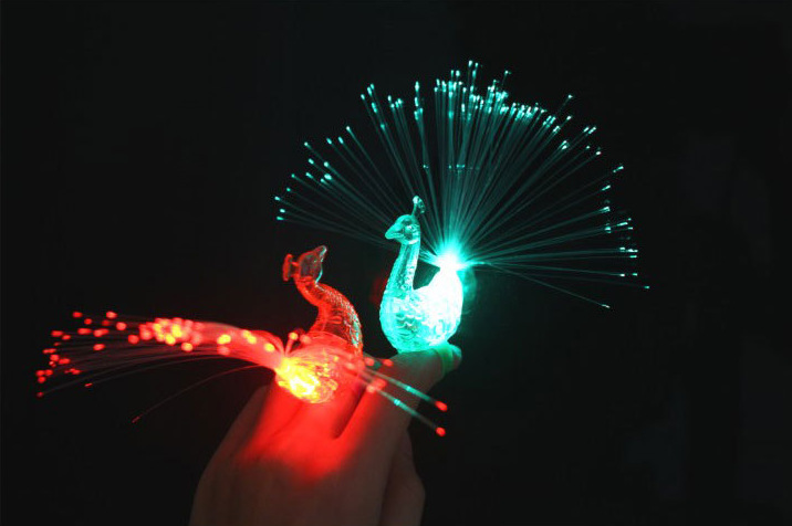 Luminous Color-Changing Toys Peacock Finger Lights Stall Popular Small Gift Gift Market Ferrule Yiwu Luminous Toys