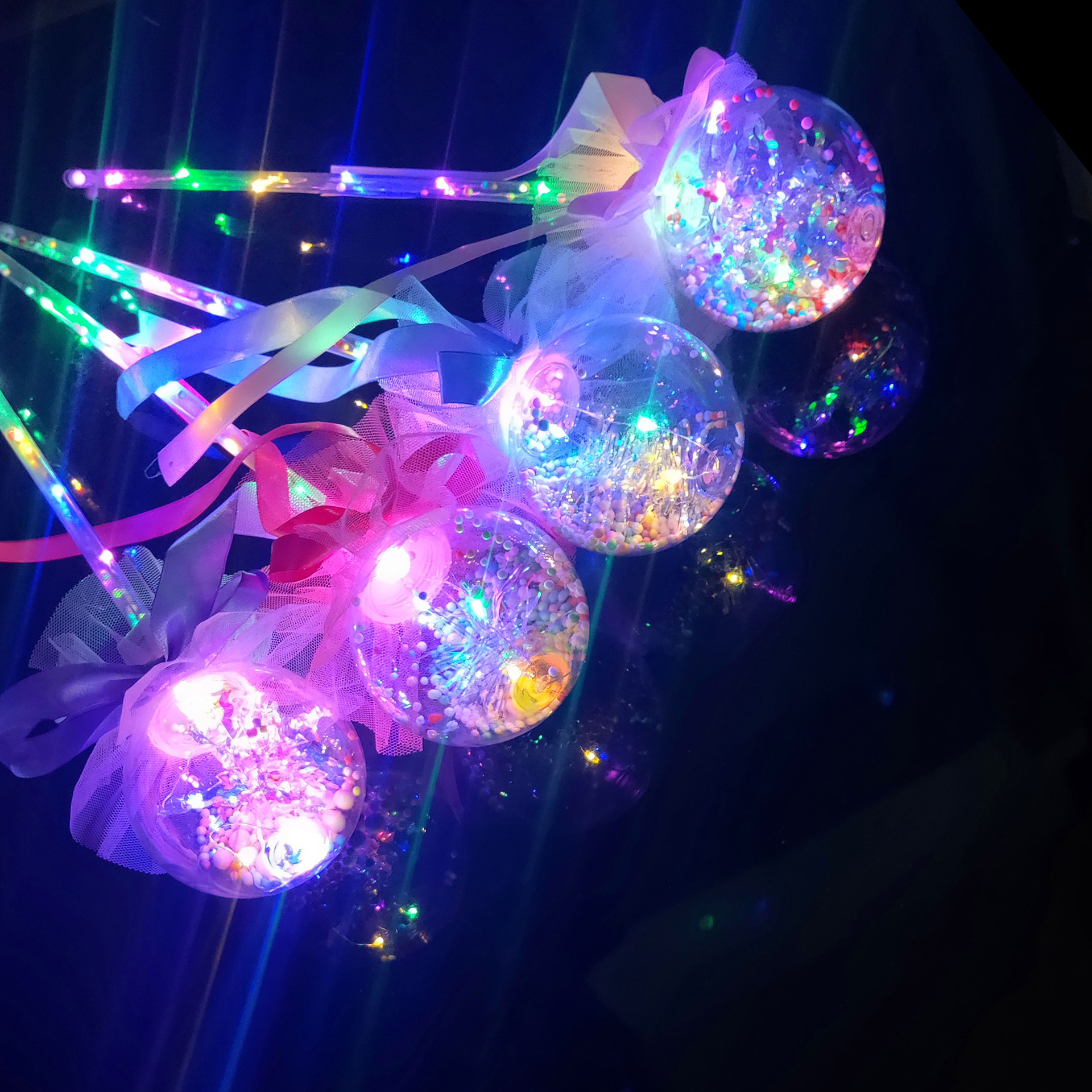 New Flash Magic Wand Glow Stick Children&#039;s Luminous Toys Stall Drainage Bounce Ball Star Sky Ball Magic Wand