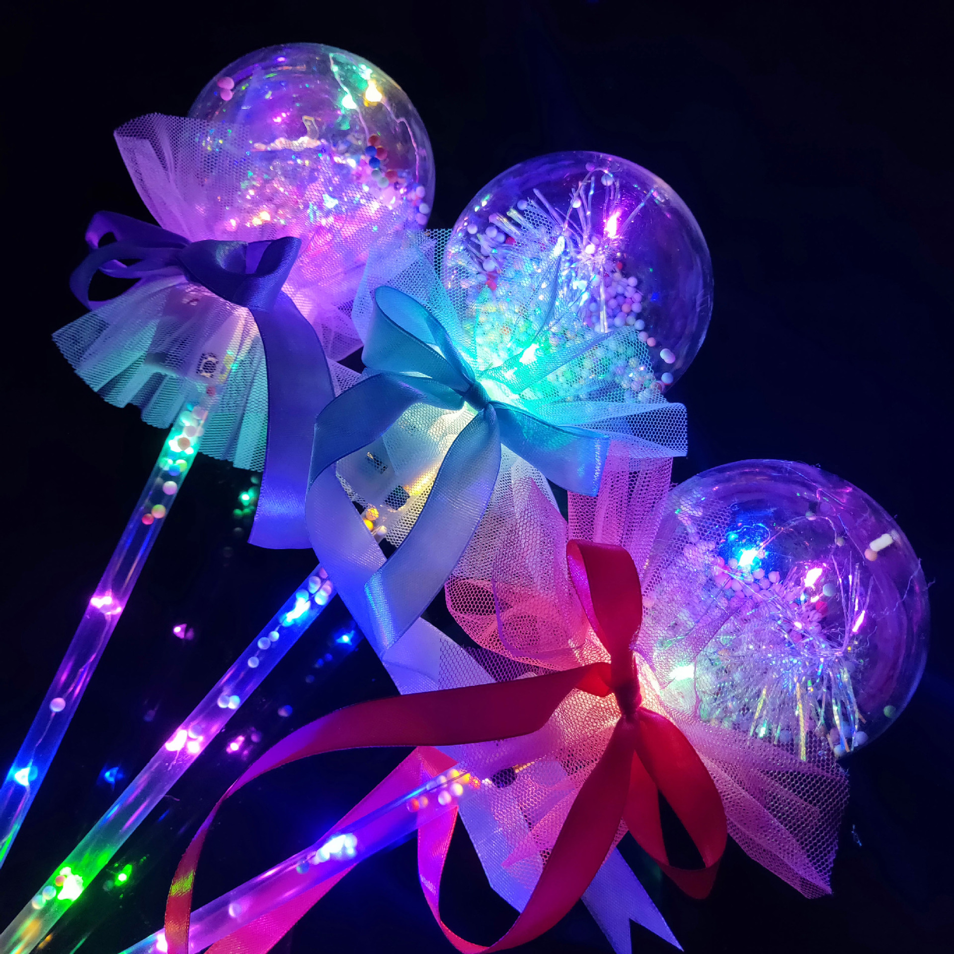 New Flash Magic Wand Glow Stick Children&#039;s Luminous Toys Stall Drainage Bounce Ball Star Sky Ball Magic Wand