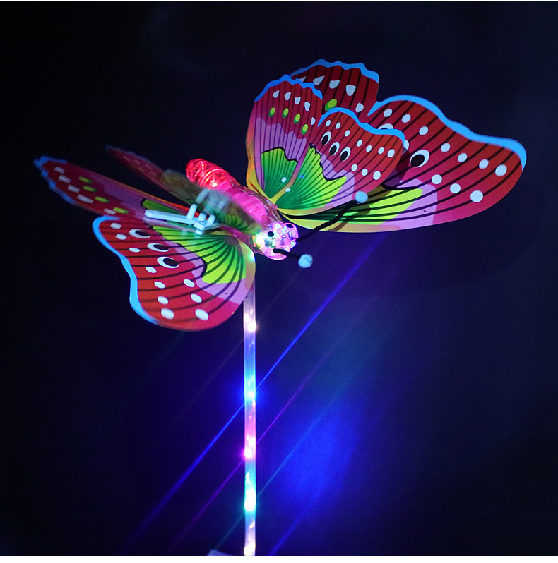 New Flash with Music Wings Moving Butterfly Factory Direct Sales Children&#039;s Luminous Toys Stall Square Hot Sale