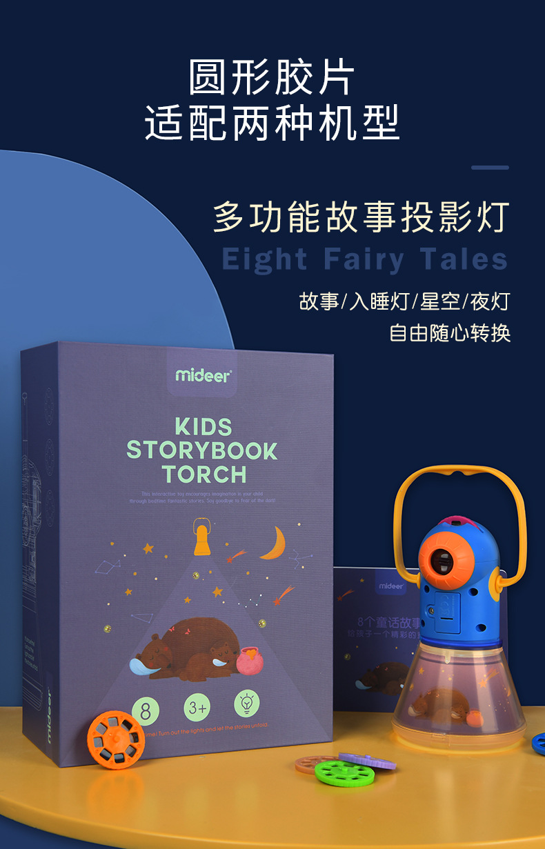 Mideer Milu Children's Multi-Functional Story Projector Three-in-One Starry Sky Night Light Small Night Lamp Luminous Toys