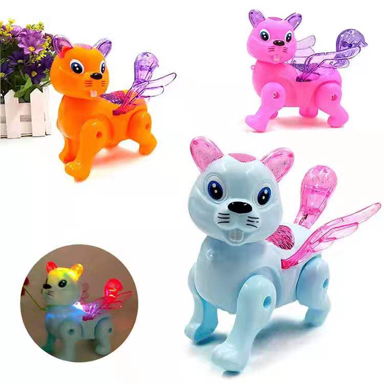 Electric rope squirrel luminous music children&#039;s toys night market hot hot style wholesale animal luminous toys
