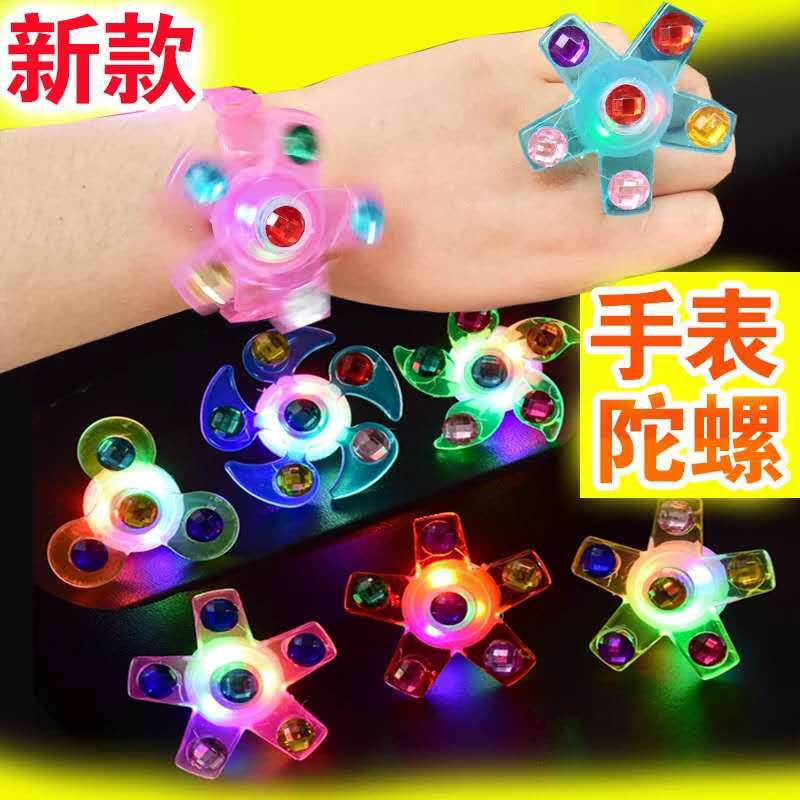 Children&#039;s Luminous Toys Gyro Ring Flash Rotating Gyro Bracelet Floor Push Stall Night Market Small Toy Gift