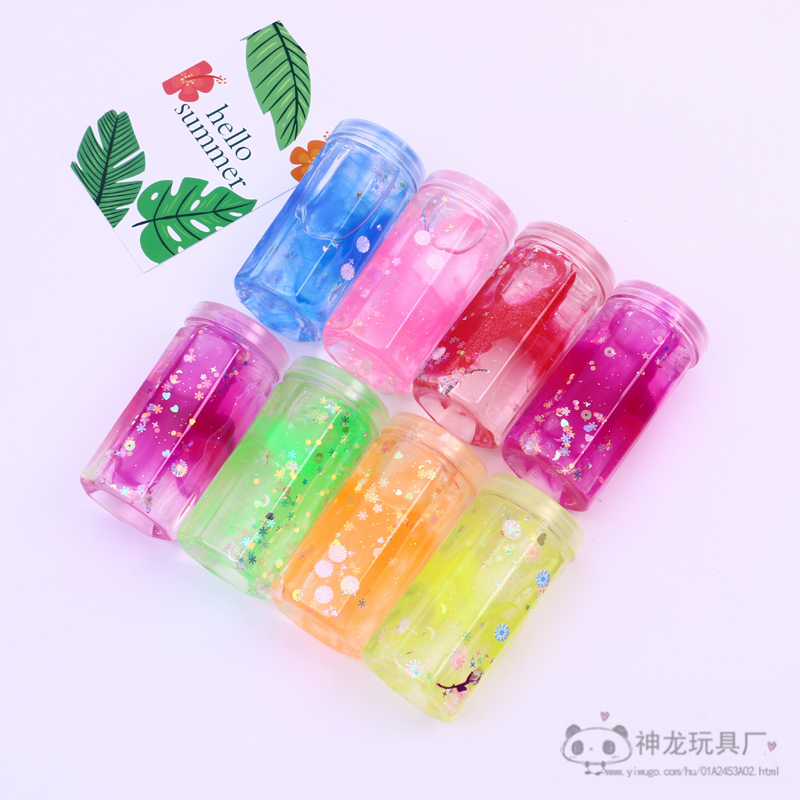 Factory Direct Sales Colorful Sequins Canned Crystal Clay Children&#039;s DIY Toy Set Clay Lime Plasticine