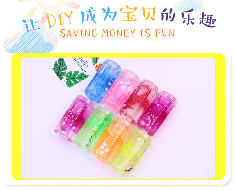 Factory Direct Sales Colorful Sequins Canned Crystal Clay Children's DIY Toy Set Clay Lime Plasticine