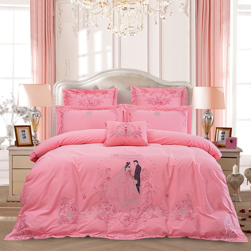 Wedding bedding Wedding Four-Piece Set Bright Red Six-Piece Wedding Bedding Bed Sheet Cover Match Sets