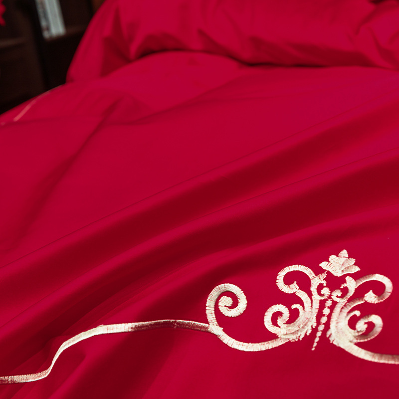 Wedding bedding Four-Piece Set All Cotton Pure Cotton Red Wedding Bedding Wedding Ceremony Bed Sheets Quilt Cover