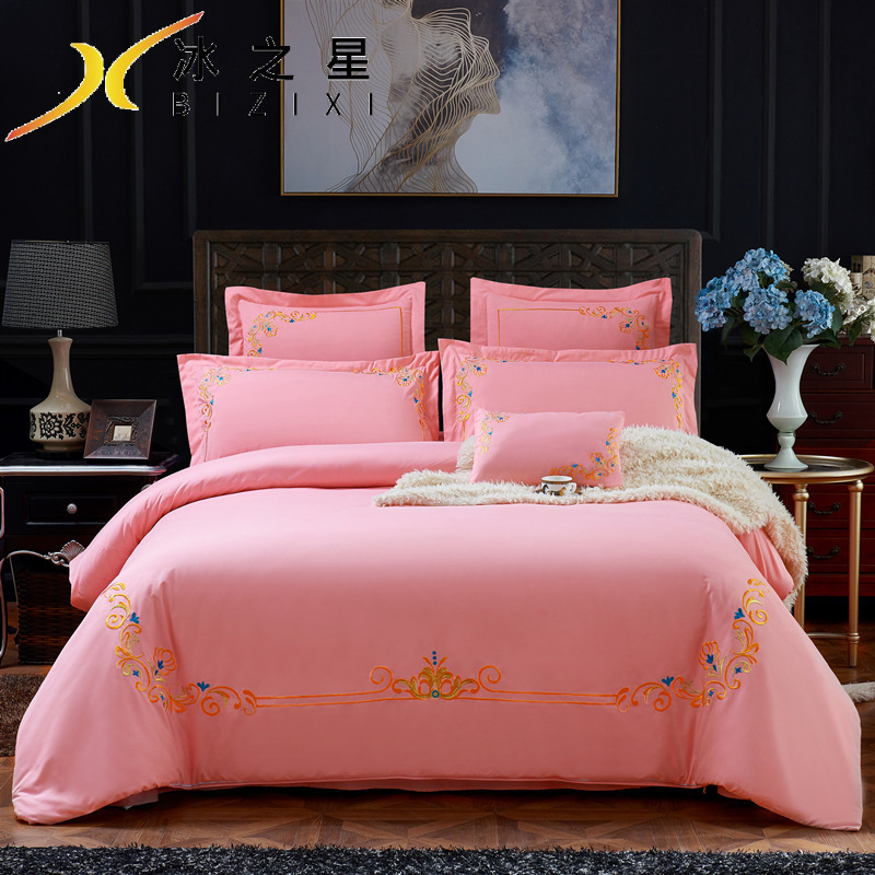 Embroidery FourPiece Set Big Red Joy Quilt Bedding Wedding Quilt Cover Wedding Bedding Wedding Pink Jade SixPiece Set
