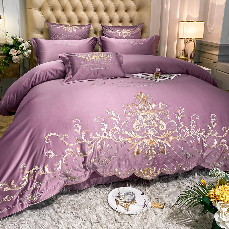 Wedding bedding  Cotton Bed Sheet High-End Luxury Embroidered Wedding Quilt Cover Bedding 4 Spring and Autumn