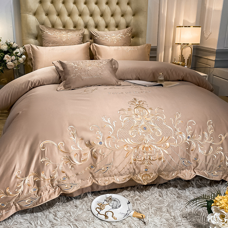 Wedding bedding  Cotton Bed Sheet High-End Luxury Embroidered Wedding Quilt Cover Bedding 4 Spring and Autumn