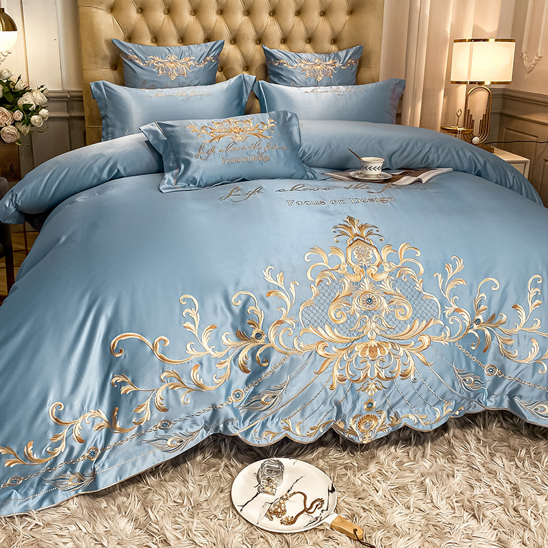 Wedding bedding  Cotton Bed Sheet High-End Luxury Embroidered Wedding Quilt Cover Bedding 4 Spring and Autumn