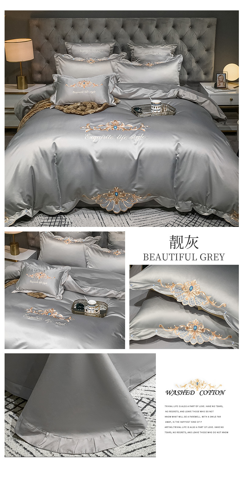Wedding bedding  Cotton Bed Sheet High-End Luxury Embroidered Wedding Quilt Cover Bedding 4 Spring and Autumn