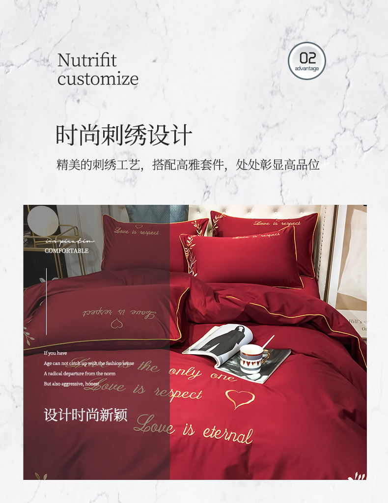 Wedding bedding Cotton Wedding Four-Piece Set Bright Red Wedding Cotton Wedding Bedding Bed Sheet Quilt Cover