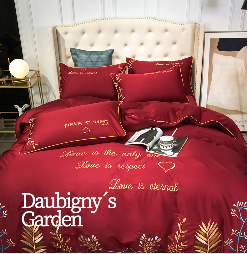 Wedding bedding Cotton Wedding Four-Piece Set Bright Red Wedding Cotton Wedding Bedding Bed Sheet Quilt Cover