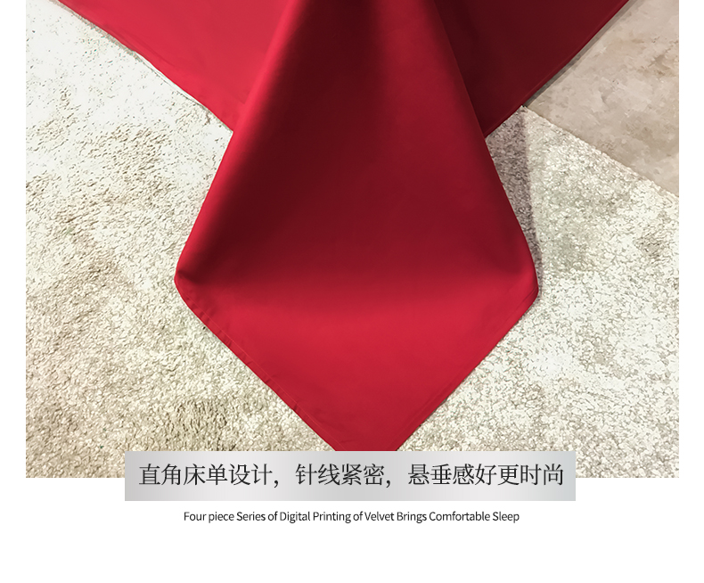 Wedding bedding Cotton Wedding Four-Piece Set Bright Red Wedding Cotton Wedding Bedding Bed Sheet Quilt Cover