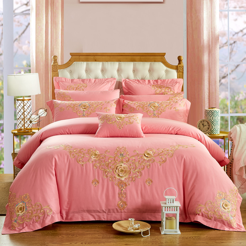Direct Sales Wedding Embroidery Wedding Four-Piece Jacquard Red Wedding Match Sets-Piece Cotton Bedding Wedding bedding