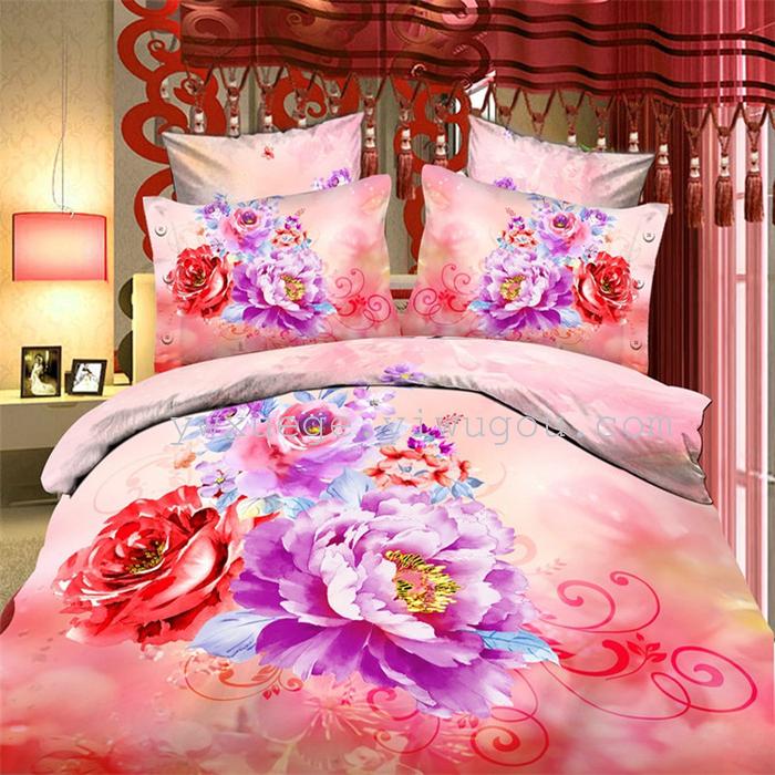 Snow pigeon Fleur fabric sueding wedding bedding set of four continental sheets factory direct---love