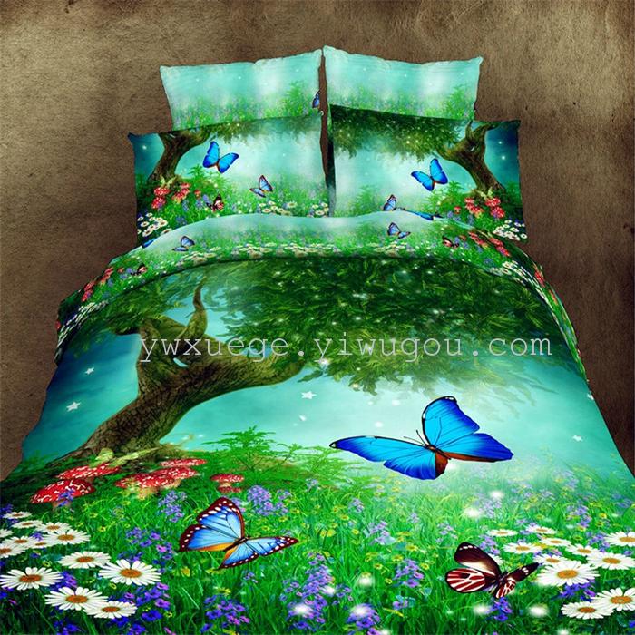 Snow pigeon Fleur fabric sueding wedding bedding set of four continental sheets factory direct---love