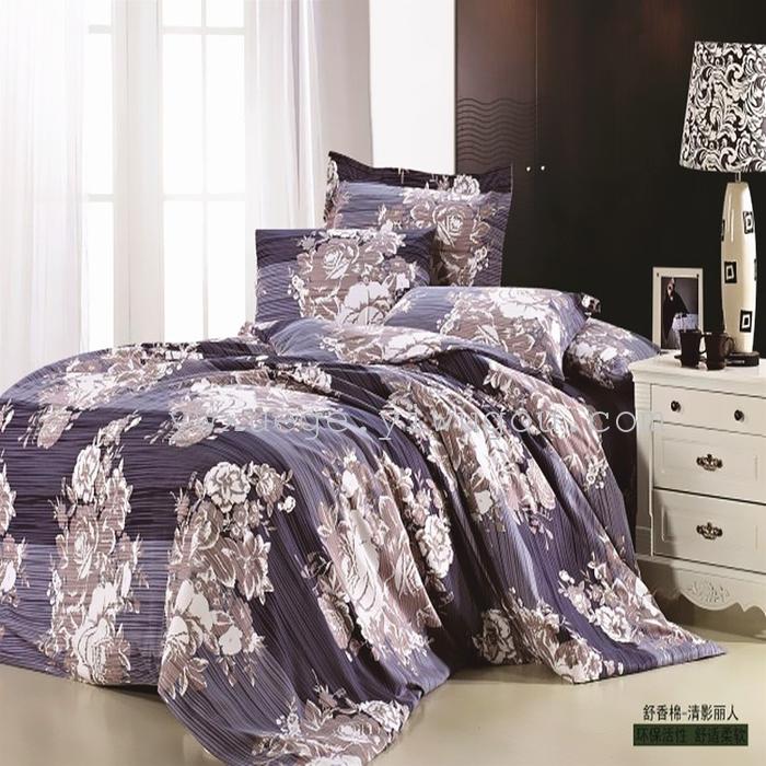 Snow pigeon wedding bedding textile Shu Xiang pattern cotton four set color range trade selling cheap marketing quality assurance--colorful roses
