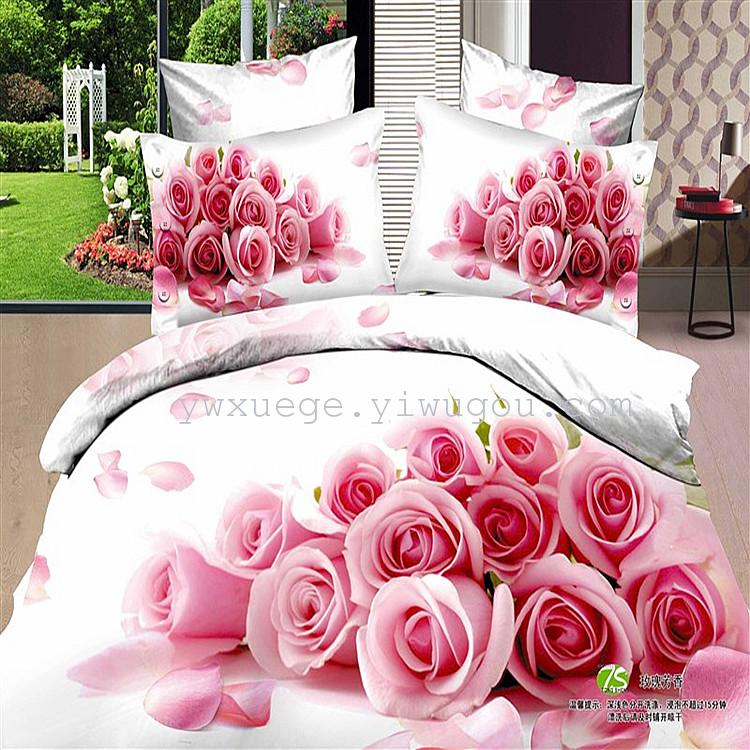 3D painting floral cotton four set elegant wedding bedding factory outlets selling roses bedding