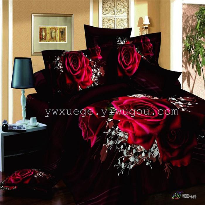 Wedding bedding set of four 133*72 high count and high density of four sets of 100% cotton cotton four set bed sheets, flower type