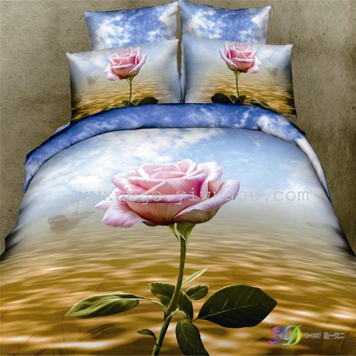 Wedding bedding set of four 133*72 high count and high density of four sets of 100% cotton cotton four set bed sheets, flower type