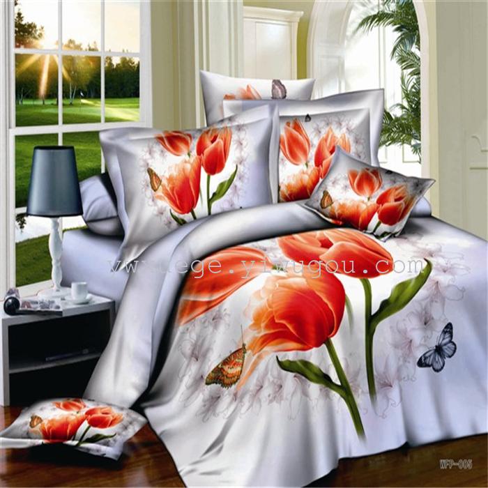 Wedding bedding set of four 133*72 high count and high density of four sets of 100% cotton cotton four set bed sheets, flower type