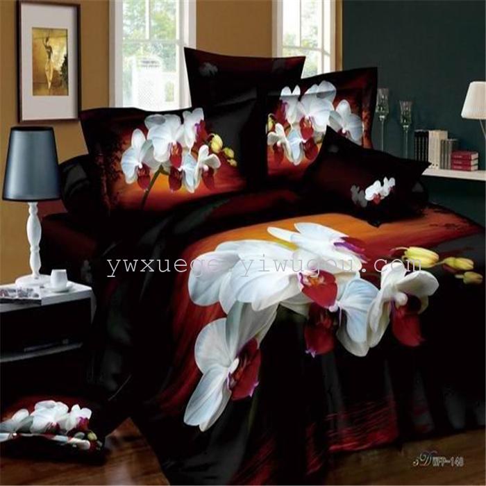 Wedding bedding set of four 133*72 high count and high density of four sets of 100% cotton cotton four set bed sheets, flower type