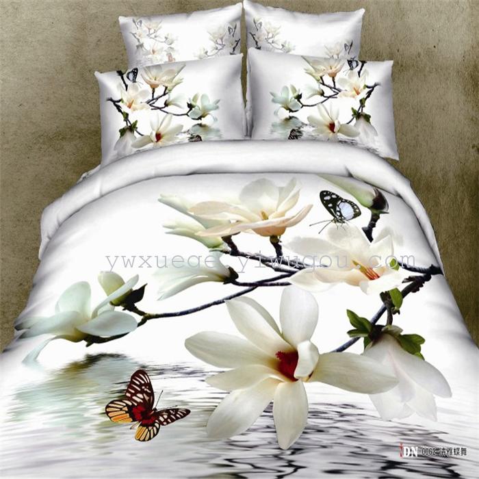 Wedding bedding set of four 133*72 high count and high density of four sets of 100% cotton cotton four set bed sheets, flower type