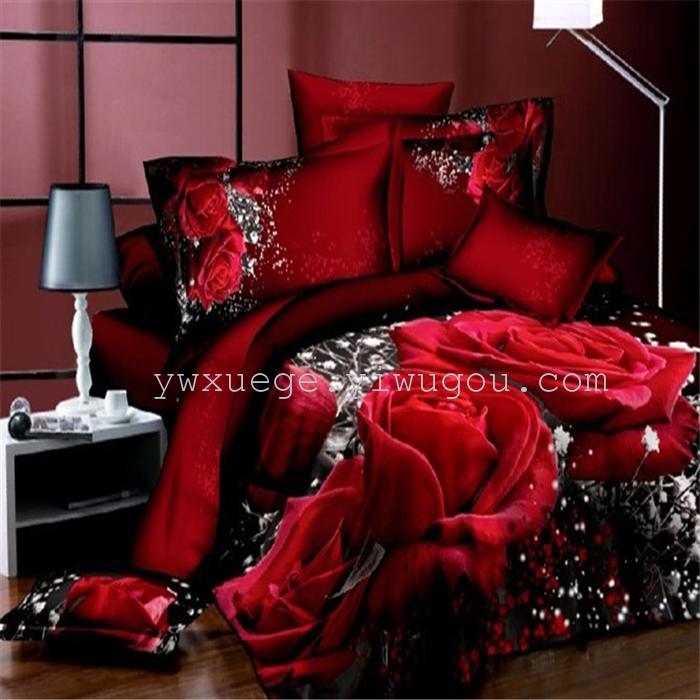 Wedding bedding set of four 133*72 high count and high density of four sets of 100% cotton cotton four set bed sheets, flower type