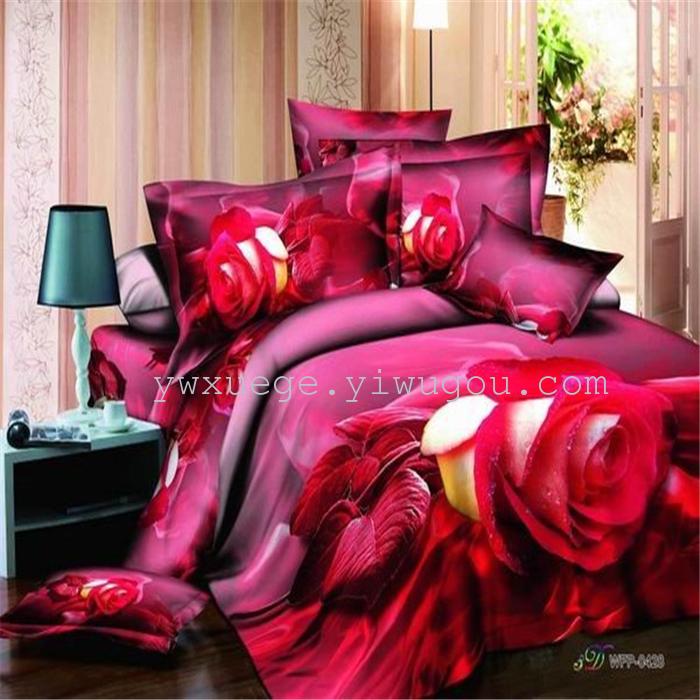 Wedding bedding set of four 133*72 high count and high density of four sets of 100% cotton cotton four set bed sheets, flower type