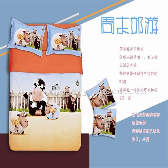 Home textiles cartoon fashion wedding bedding set of four sweet personality about sanded four sets of warm factory direct