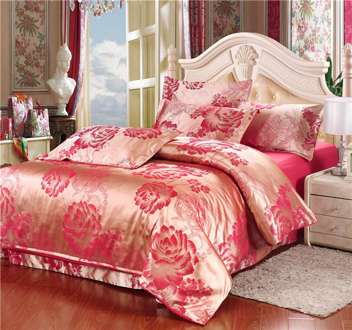 Yiwu snow pigeon spinning Tencel satin Jacquard wedding bedding package 4PCS bedding set 2015