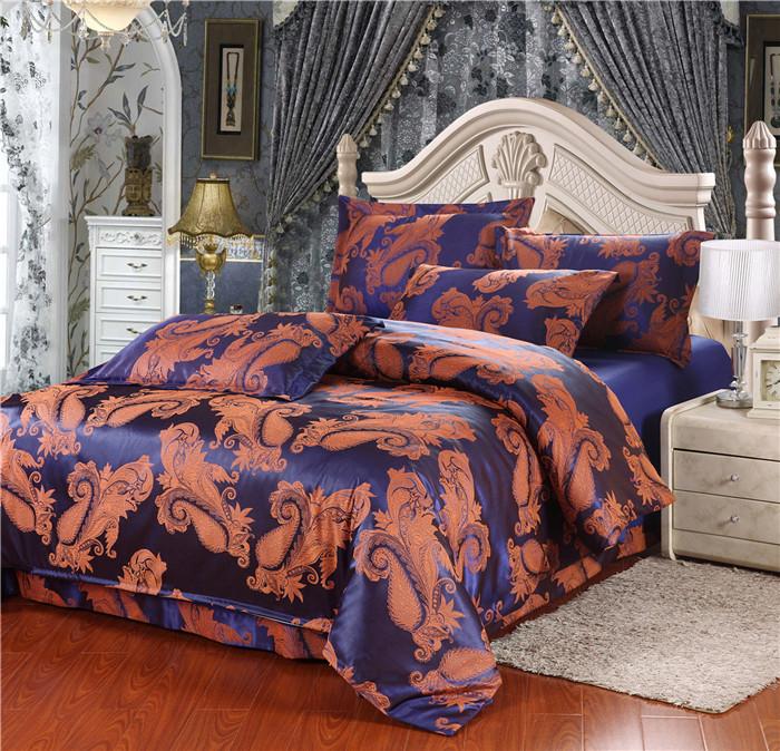 Yiwu snow pigeon spinning Tencel satin Jacquard wedding bedding package 4PCS bedding set 2015