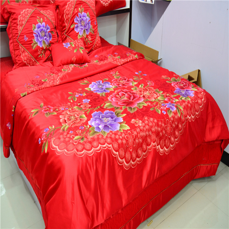 YWXUEG Home textile bridal satin jacquard bedding four wedding bedding series