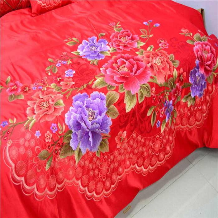 YWXUEG Home textile bridal satin jacquard bedding four wedding bedding series