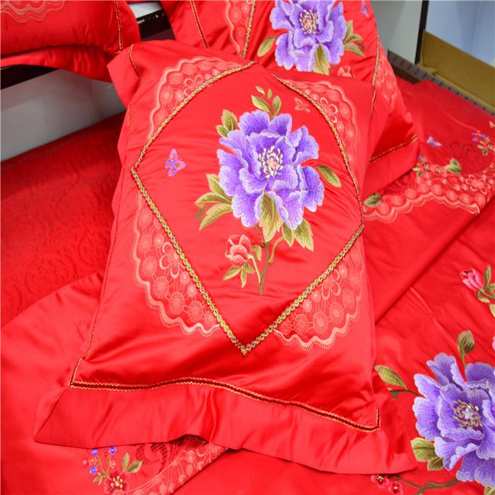 YWXUEG Home textile bridal satin jacquard bedding four wedding bedding series