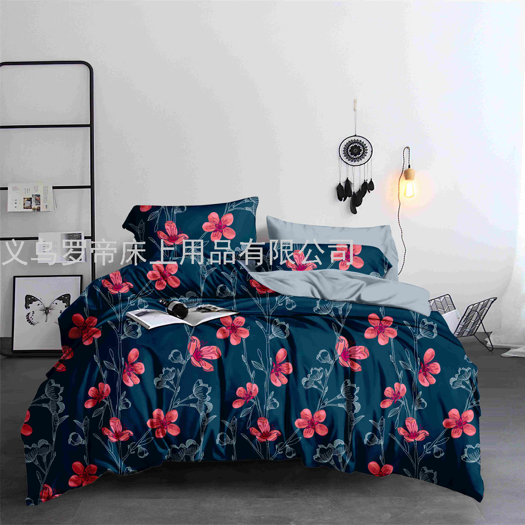 Four-Piece Set All Cotton Pure Cotton Wedding Ceremony Bed Sheets Quilt Cover Wedding Bedding Retro Style 4-Piece Set