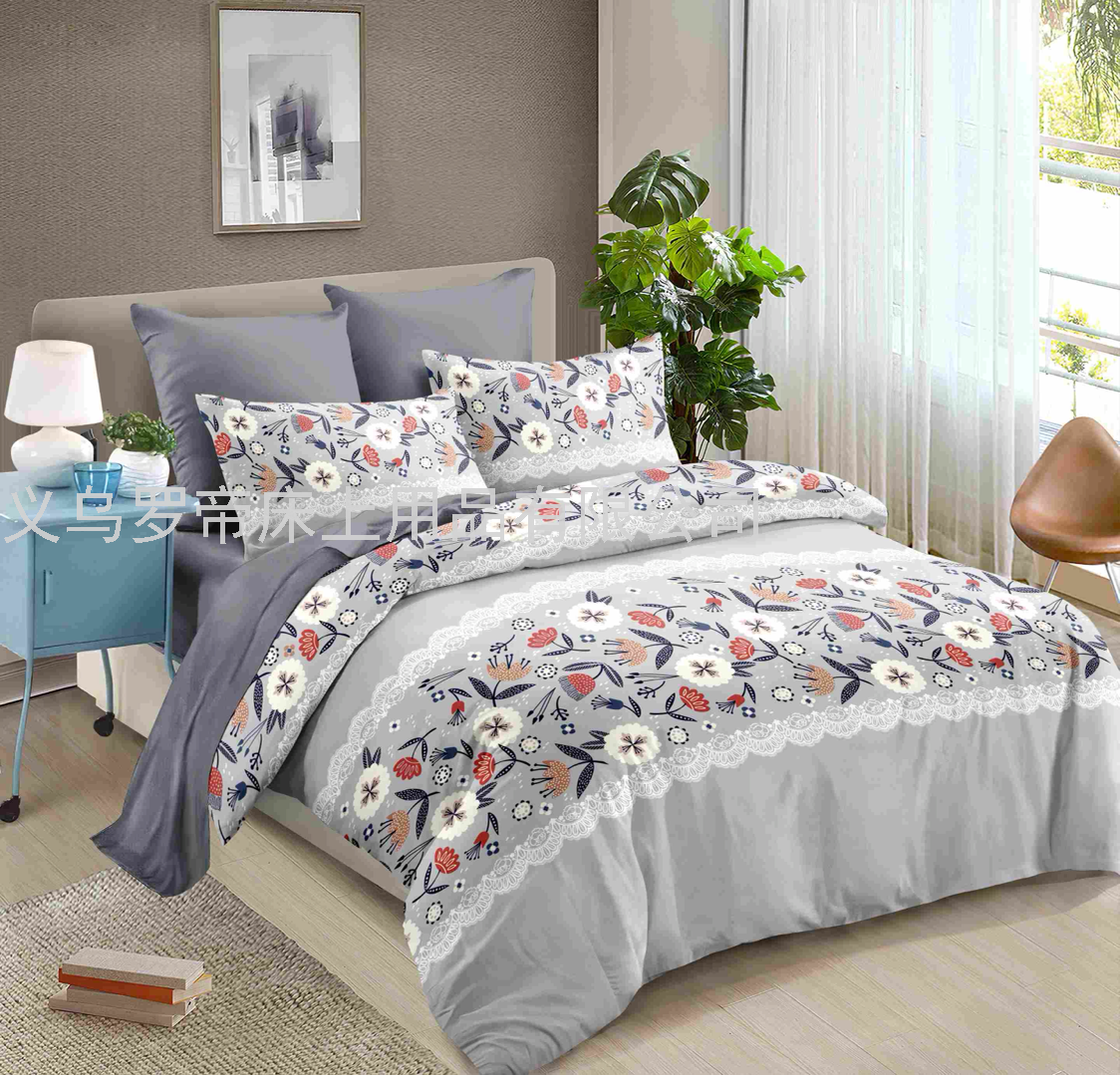 Four-Piece Set All Cotton Pure Cotton Wedding Ceremony Bed Sheets Quilt Cover Wedding Bedding Retro Style 4-Piece Set
