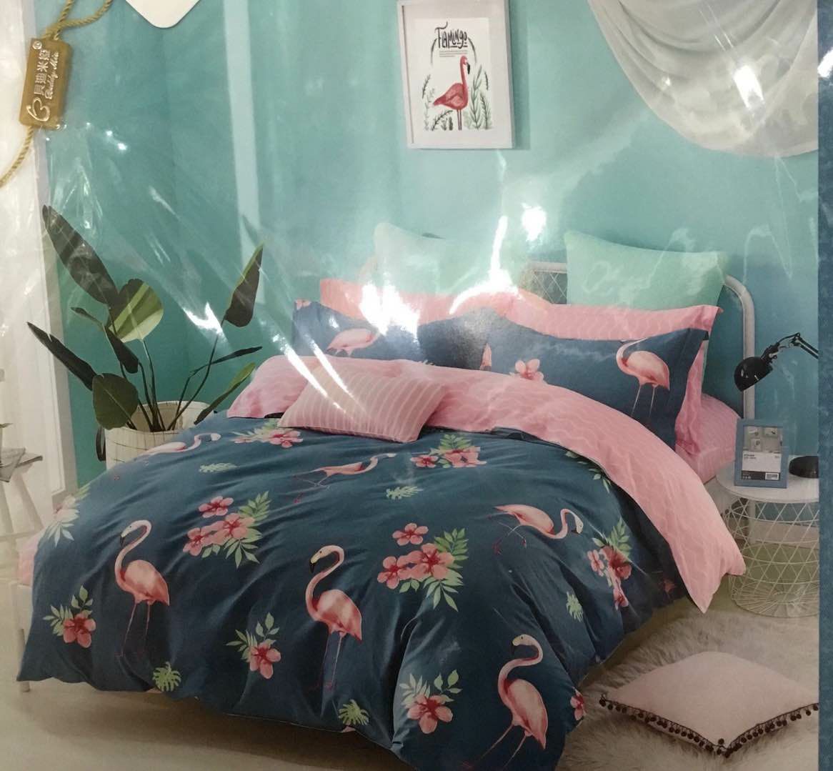 Gong satin-cotton four-piece wedding bedding wholesale autumn winter foreign trade students double home textile