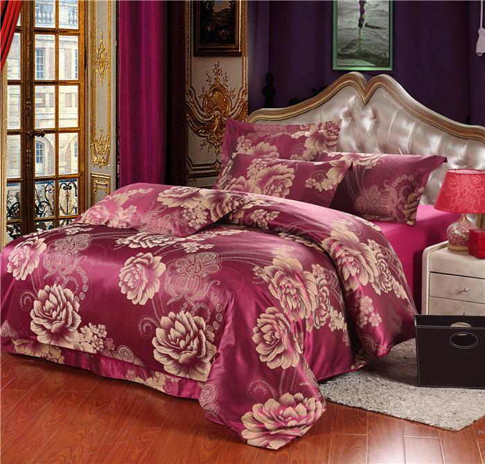Yiwu snow pigeon home textile tiansi cotton satin jacquard three or four sets of wedding bedding set new style