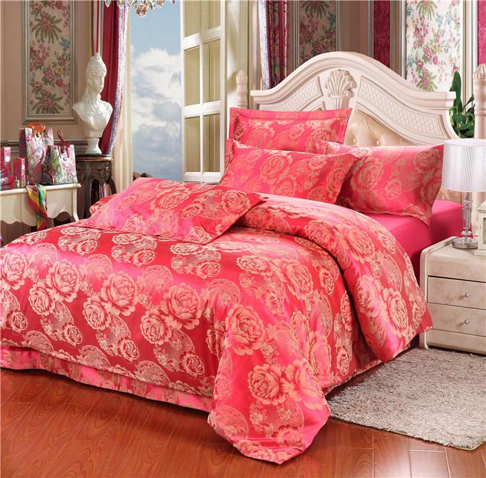 Yiwu snow pigeon home textile tiansi cotton satin jacquard three or four sets of wedding bedding set new style