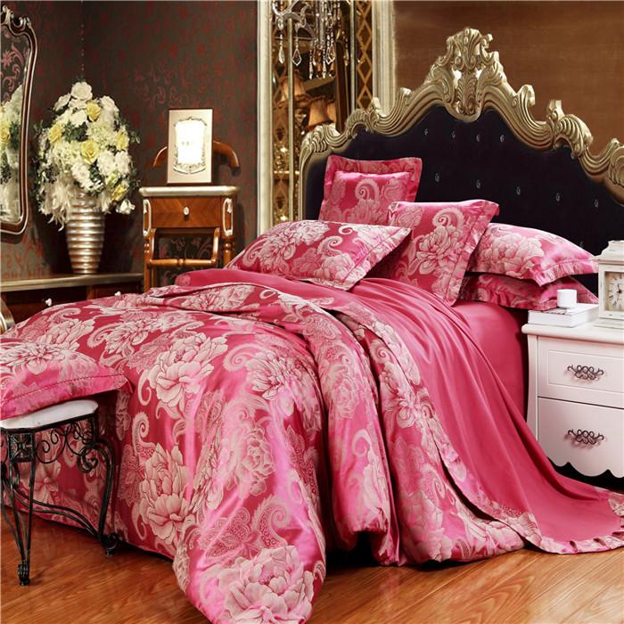 Yiwu snow pigeon home textile tiansi cotton satin jacquard three or four sets of wedding bedding set new style